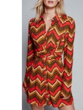 Free People Alistair Dress, with retro chevron print, EUC